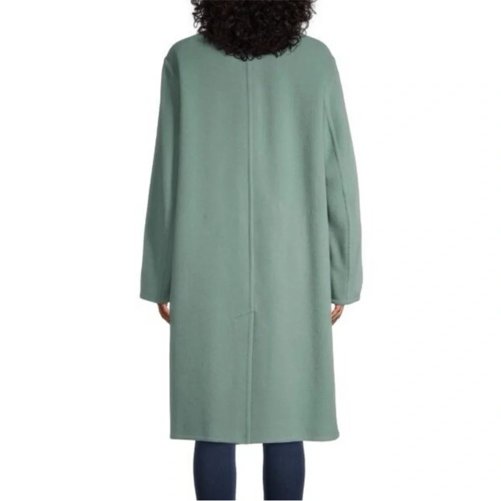 Vince Double-Breasted Teal Trench Coat - Picture 4 of 8